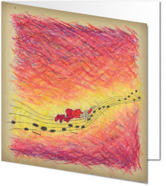 Klappkarte 10 x 10 cm: Gefühl auf Packpapier - rot