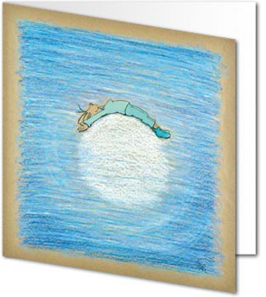 Klappkarte 15 x 15 cm: Gefühl auf Packpapier - blau