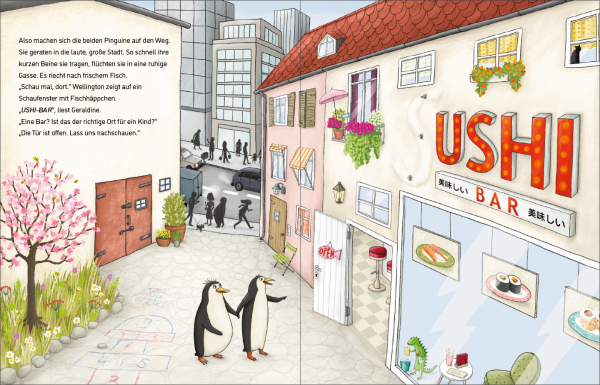 Pinguine in der Sushi-Bar