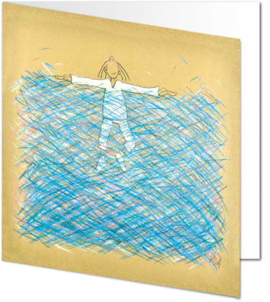 Klappkarte 15 x 15 cm: Gefühl auf Packpapier – Treiben